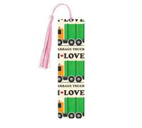 I Love Garbage Trucks Print 5pcs Wooden Bookmark for Men Women, Bookmarks with Tassel, Bookmarks Gifts for Book Lovers