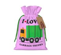 I Love Garbage Trucks Print Drawstring Pouch For Gifts,Reusable Adorable Gift Bags,Perfect For Jewelry And More