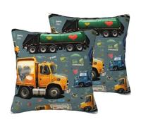 I Love Garbage Trucks Print Pack Of 2 Fall Couch Throw Pillow Covers, Decorative Cushion Pillow Covers,For Living Room