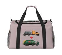 I Love Garbage Trucks Print Stylish Foldable Carry On Tote with Waterproof Zipper for Weekend Getaways Bag