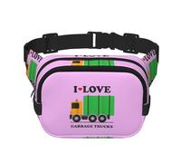I Love Garbage Trucks Print Unisex Square Double Layer Waist Bag Trendy Crossbody Fanny Pack Travel Workouts, Black, One Size