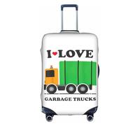 I Love Garbage Trucks Print Washable Travel Luggage Cover Personalized Suitcase Protector for Business Leisure