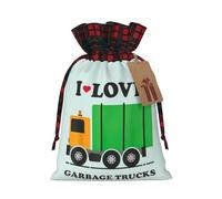 I Love Garbage Trucks Printing 4.7x6.9 Inch Christmas Bag Drawstring Closure,For Christmas Anniversaries Birthdays,Holds Gifts