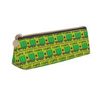 I Love Garbage Trucks Printing Triangular Leather Pencil Case with Zipper Pen Pouchfor Boys Girls Pupil for Work and School