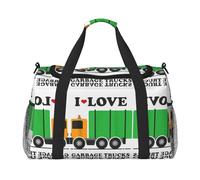 I Love Garbage Trucks Travel Duffel Bag for Women Men,Print Polyester Tote Hand Luggage Bag with Shoulder Strap