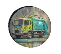 I Love Garbage Trucks Universal Tire Cover Replacement Heavy Duty Oxford Fabric Waterproof Wheel Protector for SUV Truck RV Camper Dust/Snow/Sun Protection, 24