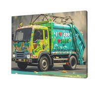 I Love Garbage Trucks Wall Art Posters Modern Prints Painting Framed Pictures Artwork Decoration For Living Room Kitchen Bathroom Office Ready To Hang 12x16in