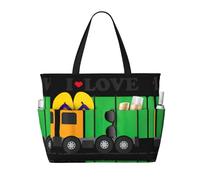 I Love Garbage Trucksprint Large Capacity Beach Travel Bag,With Zipper And Pockets For Travel Vacation Gym