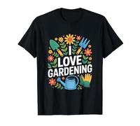 I Love Gardening Nature Floral Tools Value Graphic T-Shirt, Men, Black, M