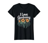 I Love Gardening Sunflower Nature Lover Value Graphic T-Shirt, Women, Black, S