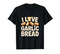 I Love Garlic Bread Food Humor Value Graphic T-Shirt, Men, Black, S