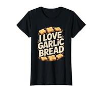 I Love Garlic Bread Toasty Passion Value Graphic T-Shirt, Women, Black, S