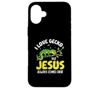 I love Gecko but jesus always comes first Case for iPhone 16 Plus