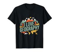 I Love Geography Adventure Mountains Value Graphic T-Shirt, Men, Black, S