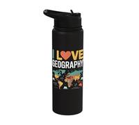 I Love Geography World Map Design Stainless Steel Insulated Water Bottle