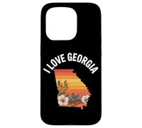 I Love Georgia State Map Retro Floral Graphic Case for iPhone 15 Pro