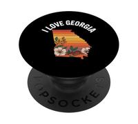 I Love Georgia State Map Retro Floral Graphic PopSockets Adhesive PopGrip