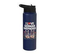 I Love German Shepherds Cute Puppies Stainless Steel Insulated Water Bottle