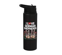 I Love German Shepherds Cute Puppies Stainless Steel Insulated Water Bottle