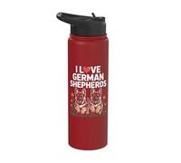 I Love German Shepherds Cute Puppies Stainless Steel Insulated Water Bottle