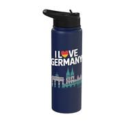 I Love Germany Berlin Cologne Skyline Stainless Steel Insulated Water Bottle