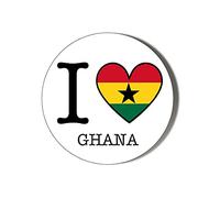 I Love Ghana Flag Heart Shaped OWN Language 6 x 70mm Large Vinyl Stickers Pack of 6
