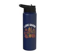 I Love Ghana Traditional Symbols Design Stainless Steel Insulated Water Bottle