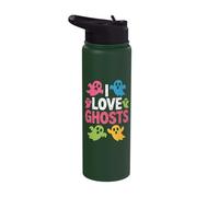 I Love Ghosts Vibrant Haunting Spirits Fun Stainless Steel Insulated Water Bottle