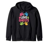 I Love Ghosts Vibrant Haunting Spirits Fun Zip Hoodie