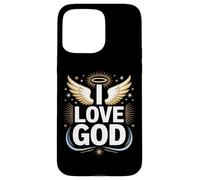I Love God Angelic Wings Divine Halo Design Case for iPhone 15 Pro Max