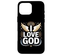 I Love God Angelic Wings Divine Halo Design Case for iPhone 16 Pro Max