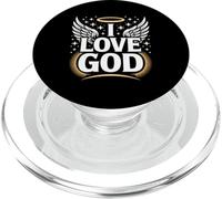I Love God Angelic Wings Halo Stars Design PopSockets PopGrip for MagSafe