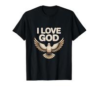 I Love God Dove Inspirational Message Value Graphic T-Shirt, Men, Black, XL