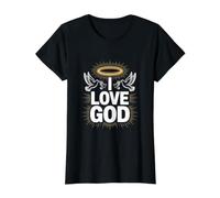 I Love God Faith Religious Expression Value Graphic T-Shirt, Women, Black, S