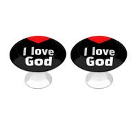 I Love God Funny Cabinet Knobs 2 Pack Round Drawer Dresser Pulls Door Handles Knobs for Door Wardrobe