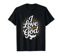 I Love God Inspirational Faith Expression Value Graphic T-Shirt, Men, Black, XL