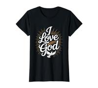 I Love God Inspirational Faith Expression Value Graphic T-Shirt, Women, Black, L