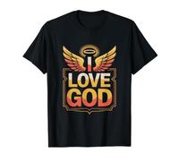 I Love God Inspirational Faith Quote Value Graphic T-Shirt, Men, Black, L