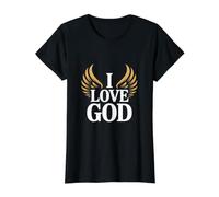 I Love God Inspirational Faith Value Graphic T-Shirt, Women, Black, L