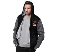 I Love God Men's Winter Hoodie Warm Thick Zippered Up Sweatshirt Funny Graphic Coats