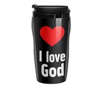 I Love God Printed Reusable Coffee Mug Insulated Travel Drinking Cup Water Bottle with Lid 250ml