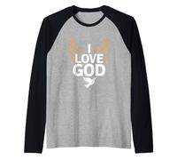 I Love God Spiritual Devotion Wings Dove Raglan Baseball Tee