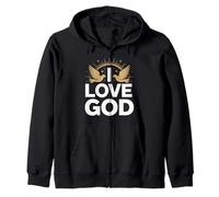 I Love God Spiritual Faith Design Zip Hoodie
