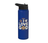 I Love God Spiritual Faith Devotion Design Stainless Steel Insulated Water Bottle