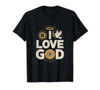 I Love God Spiritual Faith Devotion Design Value Graphic T-Shirt, Men, Black, L
