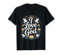 I Love God Spiritual Faithful Devotion Value Graphic T-Shirt, Men, Black, XL
