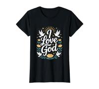 I Love God Spiritual Faithful Devotion Value Graphic T-Shirt, Women, Black, M