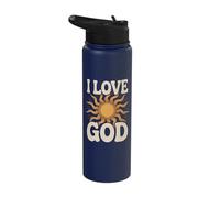I Love God Spiritual Sunburst Design Stainless Steel Insulated Water Bottle