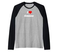 I Love Goons with a red Heart Raglan Baseball Tee