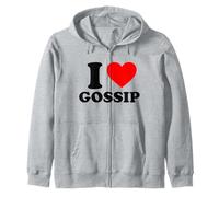 I Love Gossip Iconic Slogan Y2K 90s Cute 2000s Funny Gag Zip Hoodie